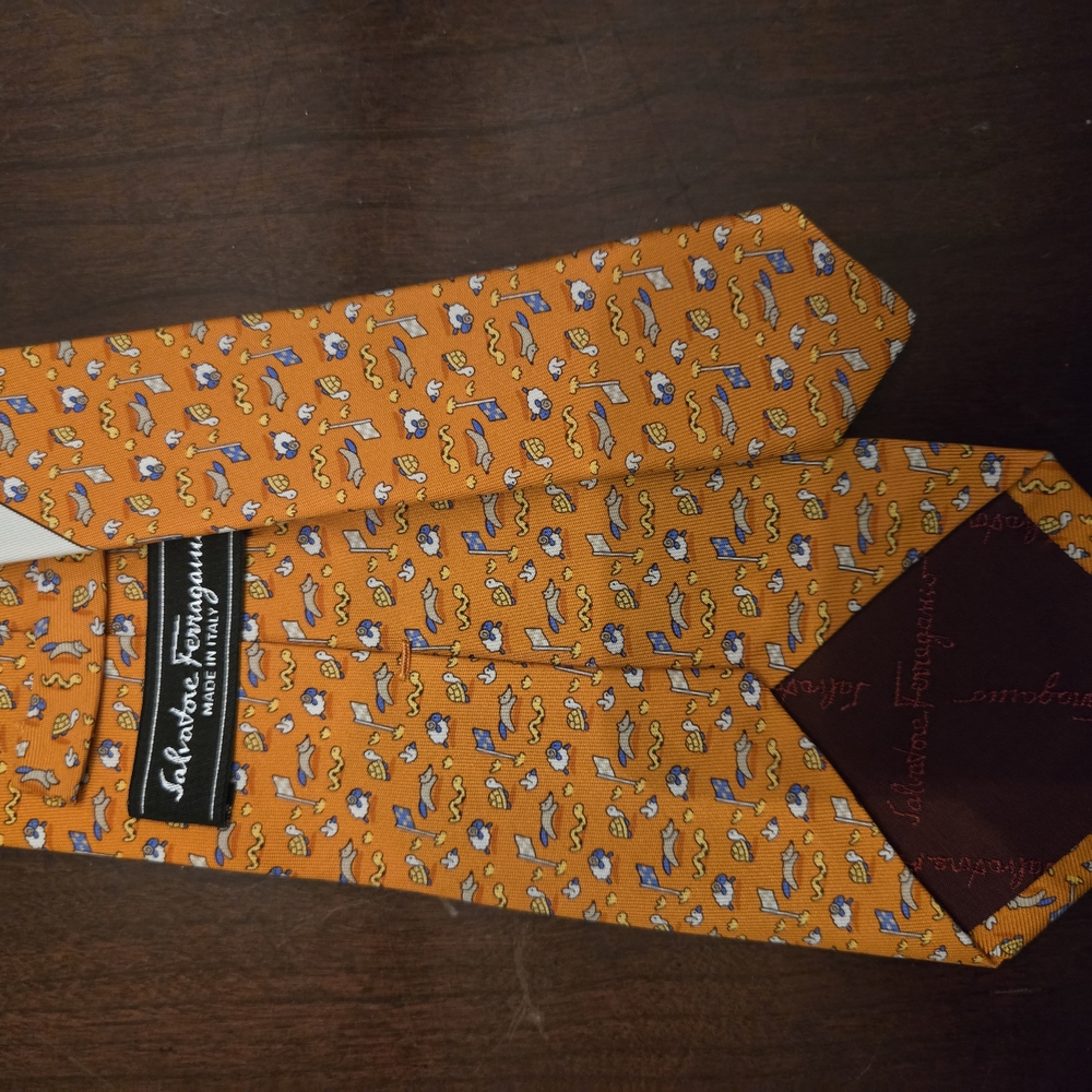 Salvatore Ferragamo Orange Patterned Tie